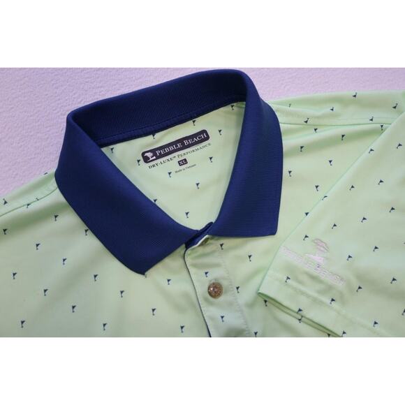 Pebble Beach Golf Polo Shirt Flags Green Athletic Short Sleeve Mens Sz XL - Picture 5 of 6